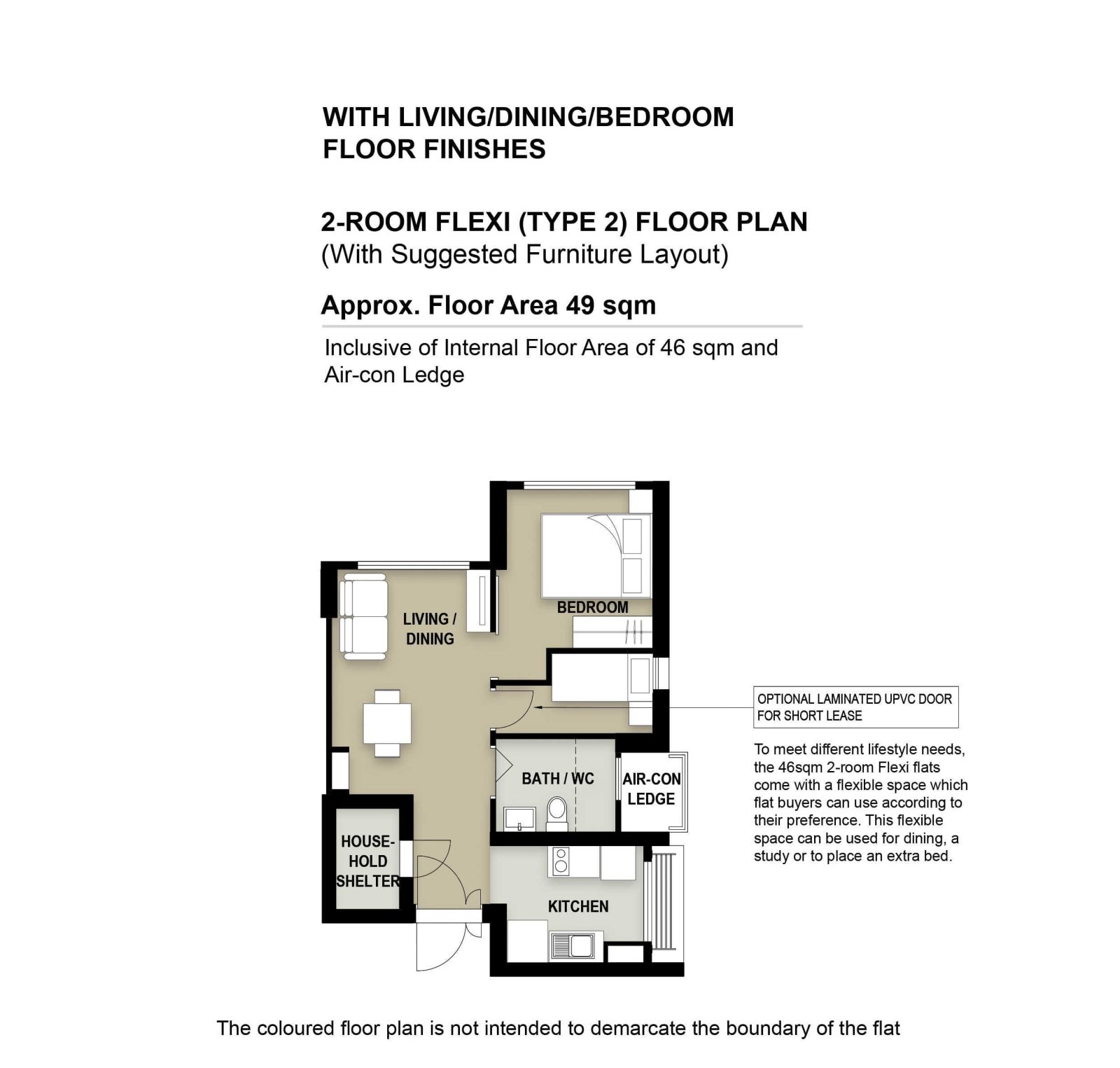 2 Room Flexi Type 2 Floor Plan 1