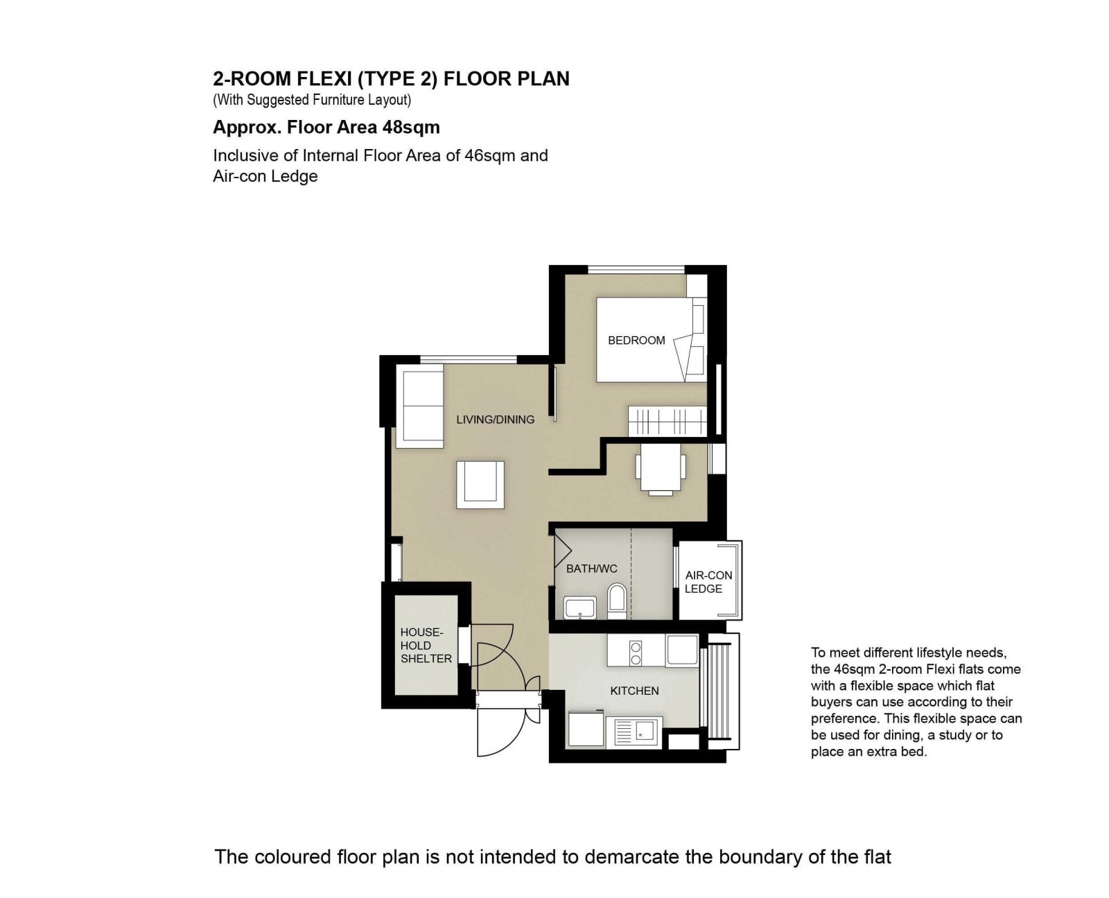 2 Room Flat Type 2 Floor Plan 1