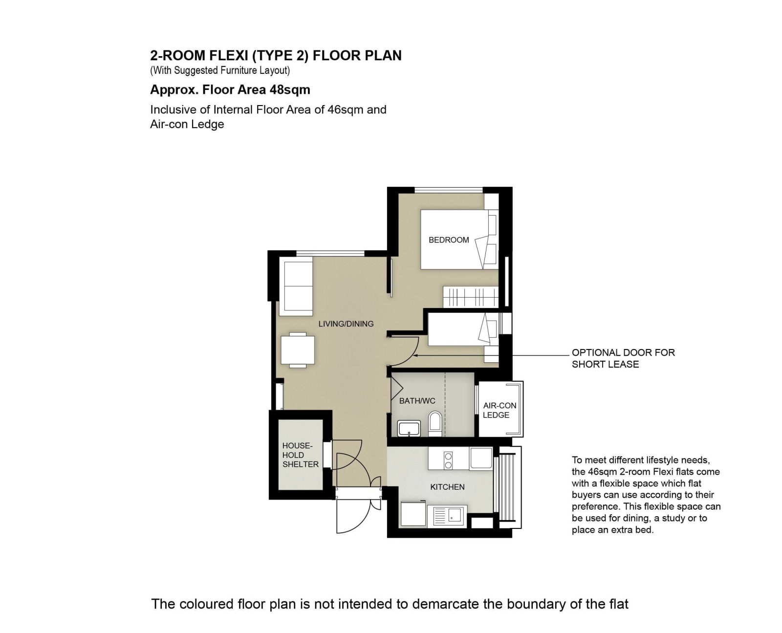 2 Room Flat Type 2 Floor Plan 2