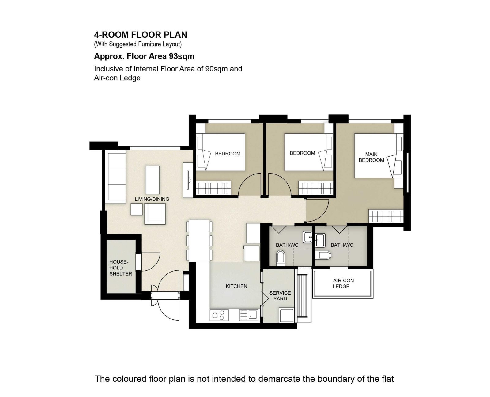 4 Room Flat Floor Plan