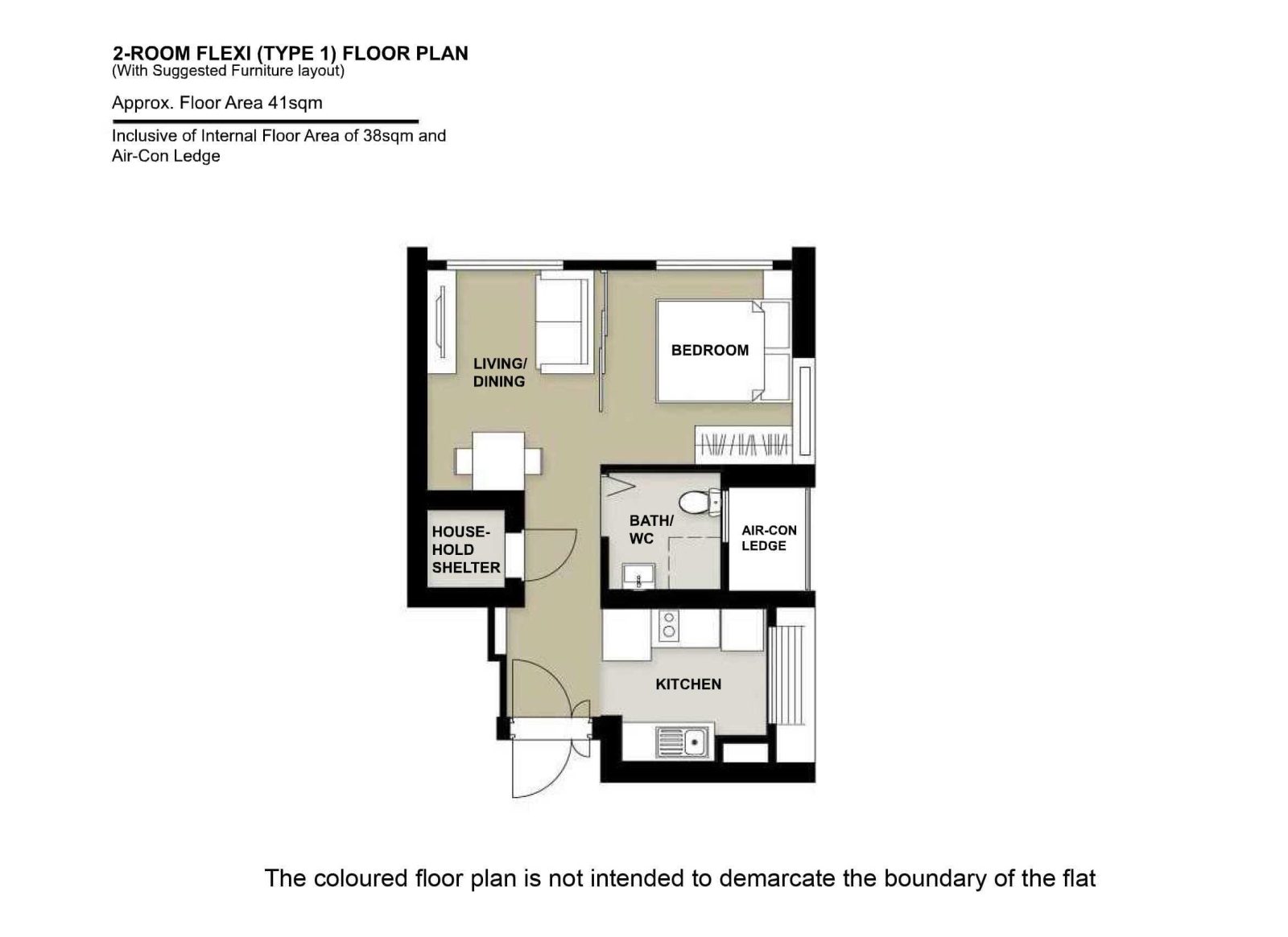 2 Room Flexi Type 1 Floor Plan