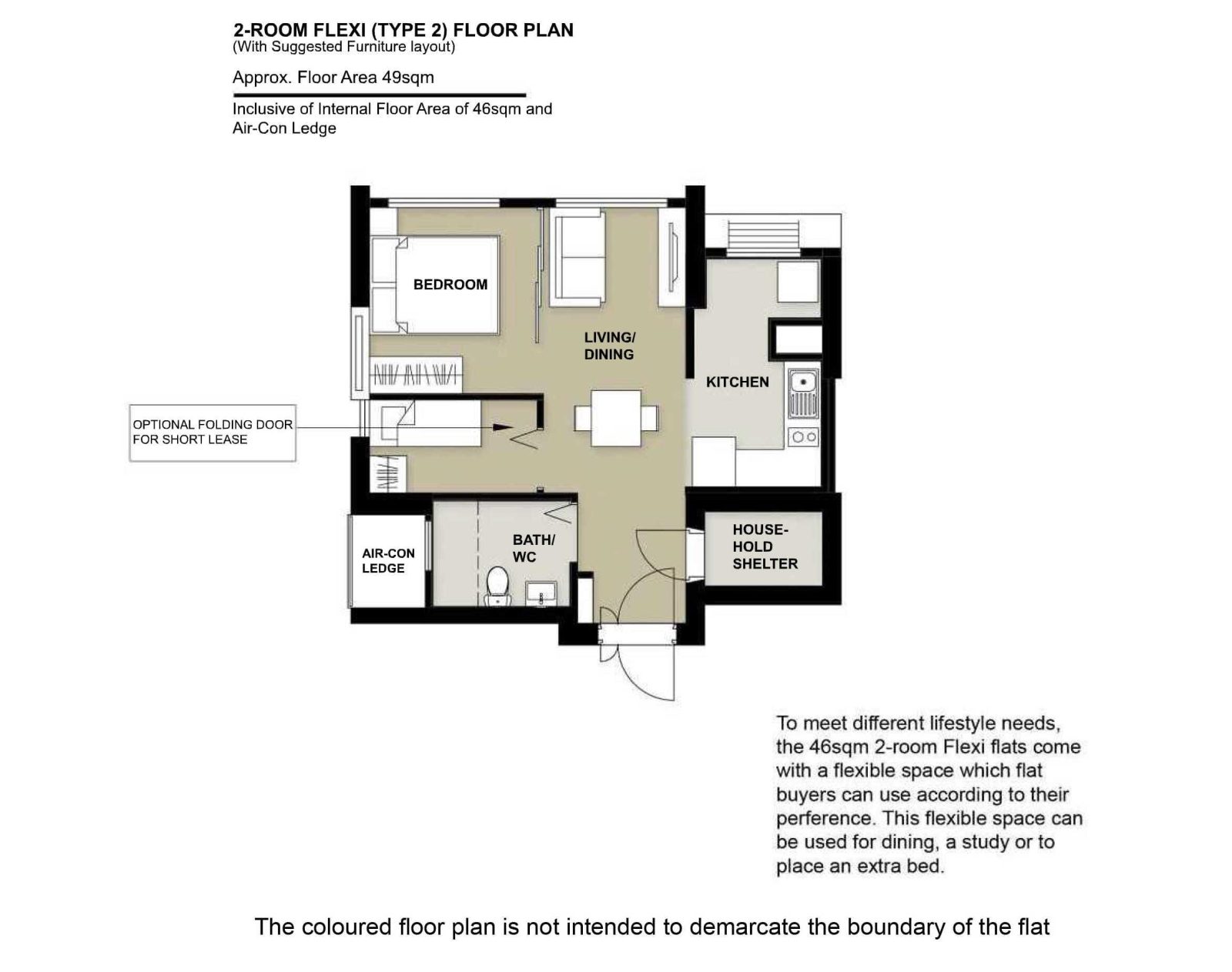 2 Room Flexi Type 2 Floor Plan 2