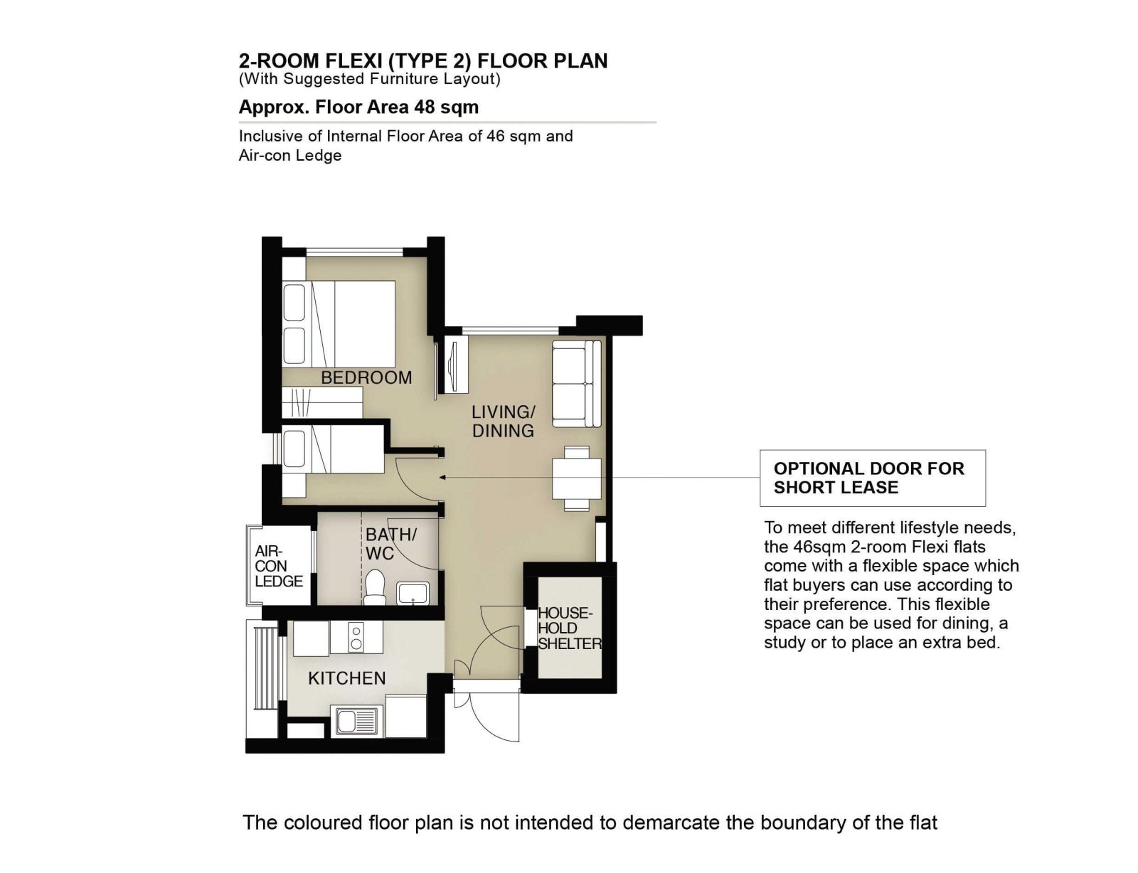 2 Room Flexi Type 2 Floor Plan 2