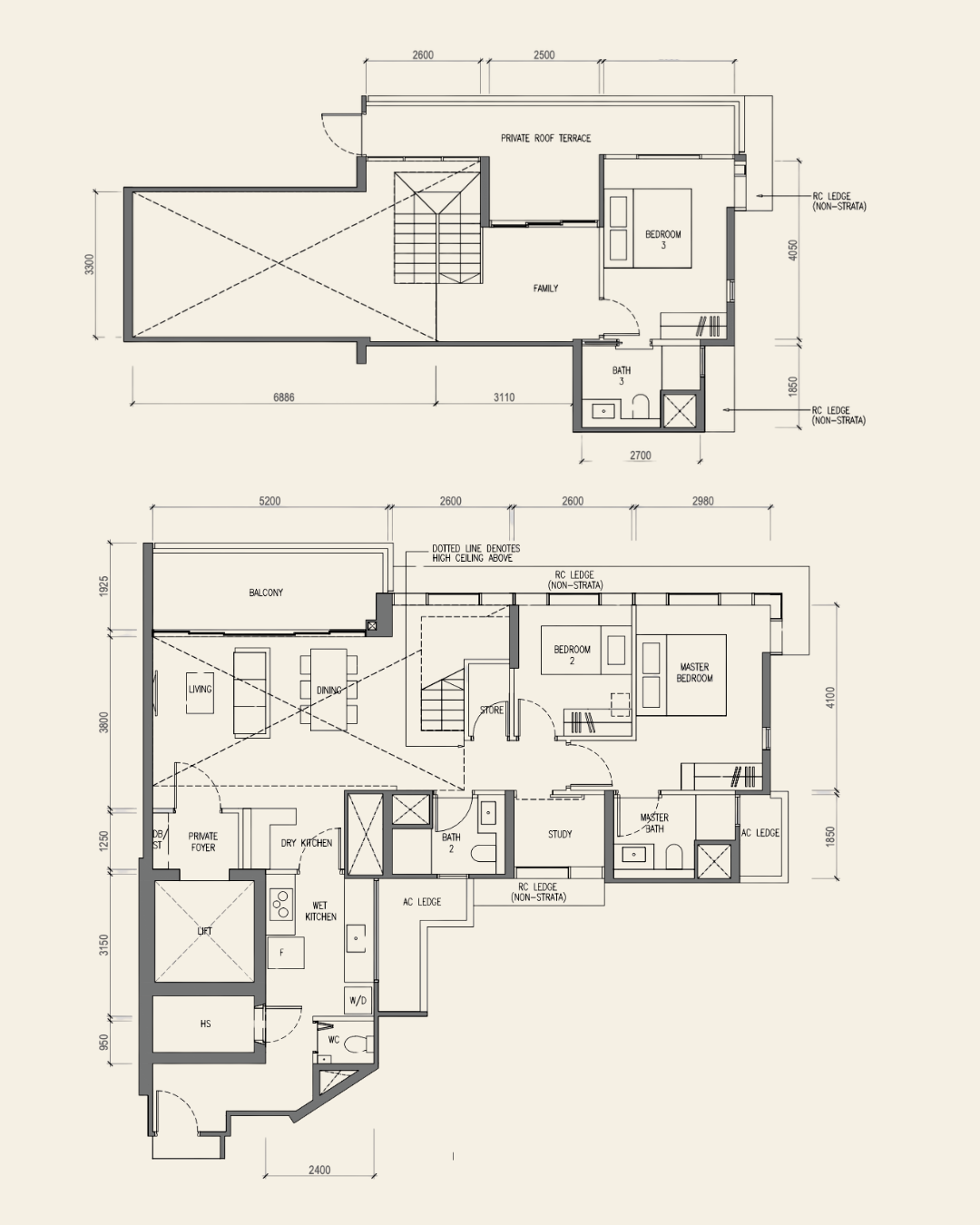 3+Study Penthouse Floorplan The LakeGarden Residences