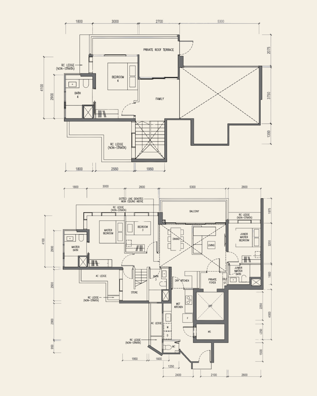4BDR Dual Key Penthouse Floorplan The LakeGarden Residences