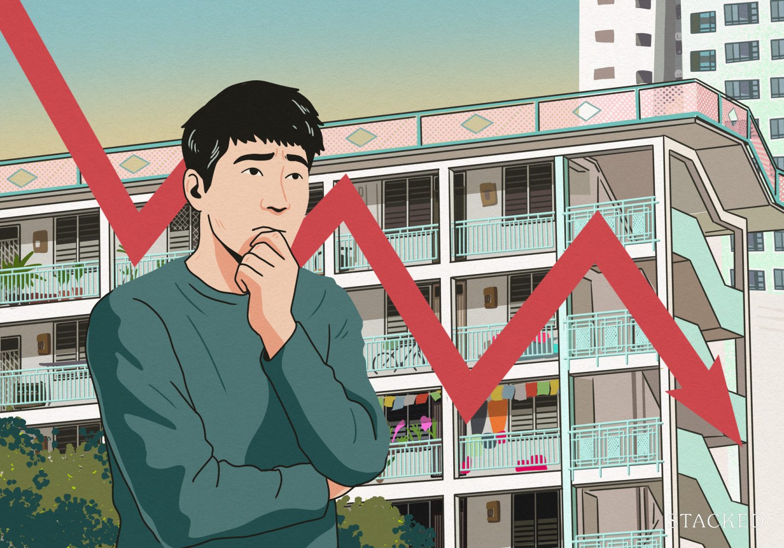 man thinking value down