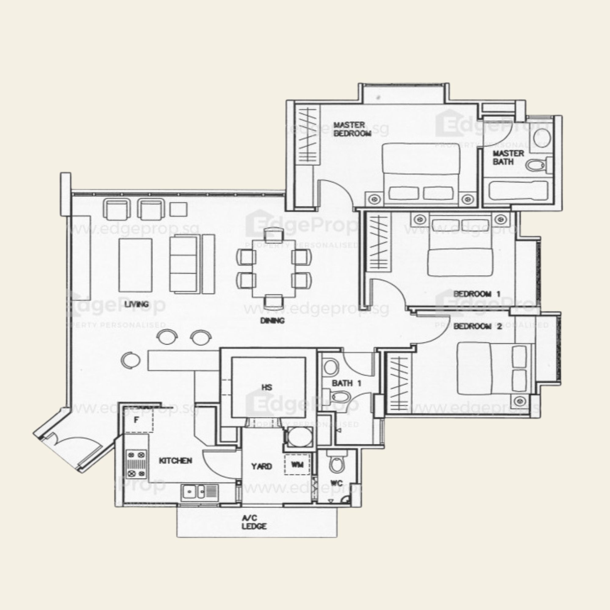 Eden at Tampines 3 Bedroom (1,238 sq ft)