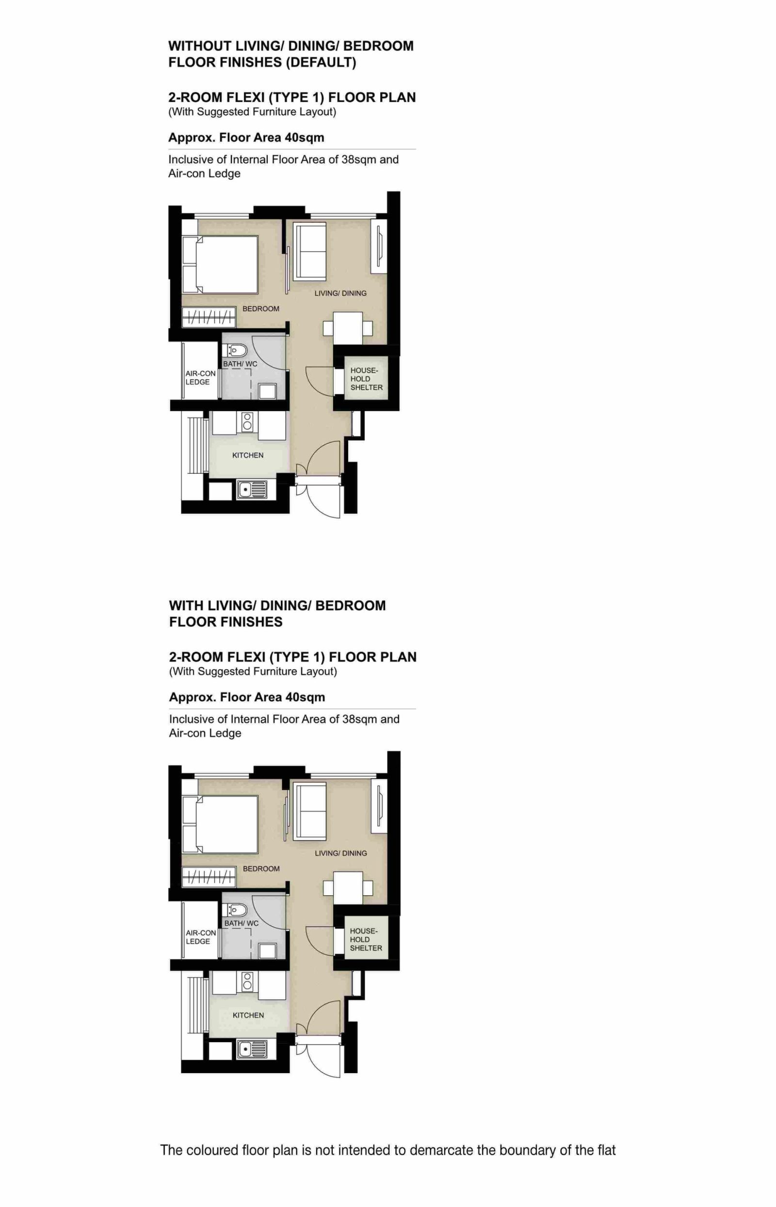 Redhill Peaks 2 room flexi floor plan