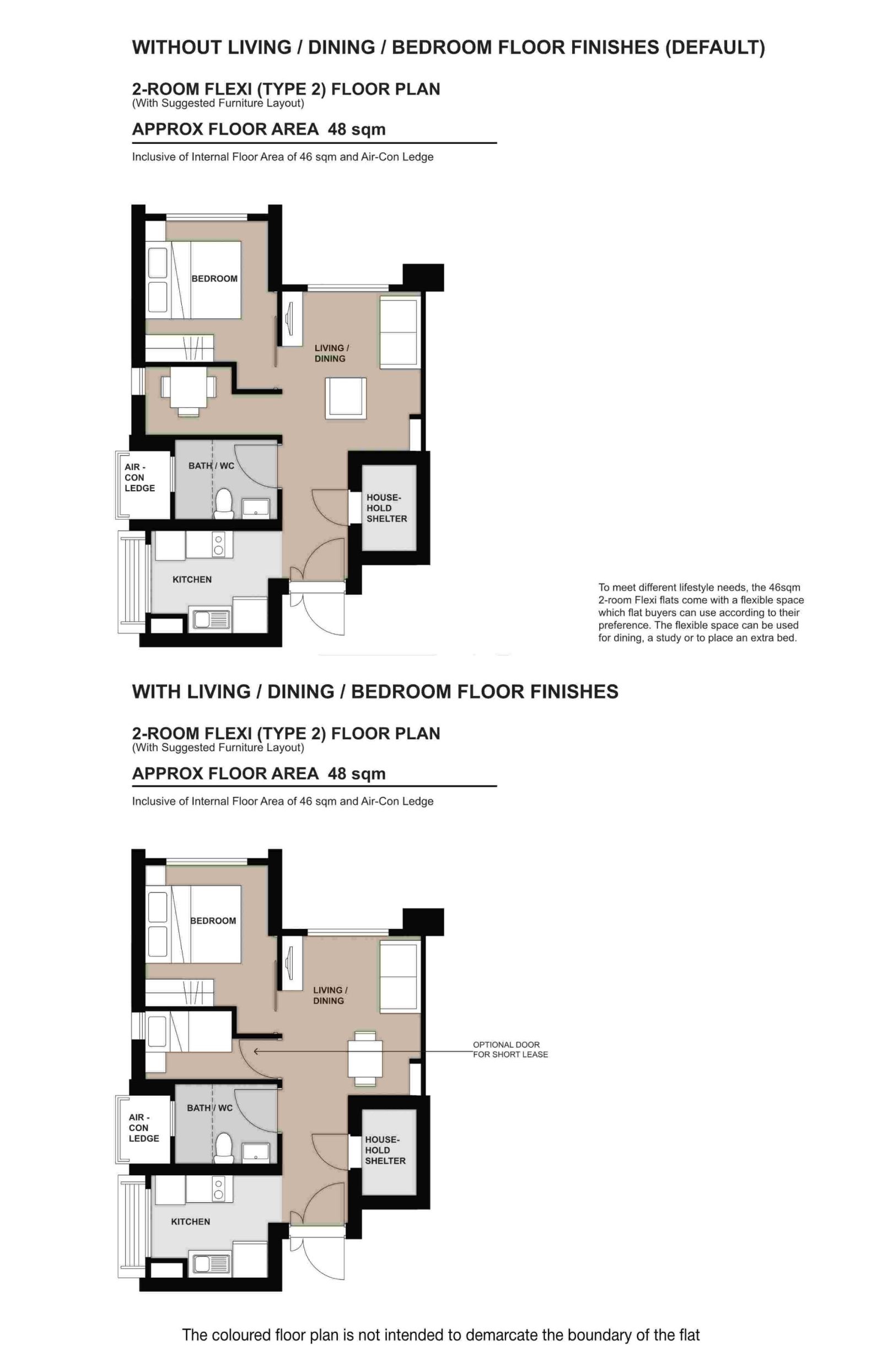 Kim Keat Crest 2 Room Flat Type 2 Floor Plan