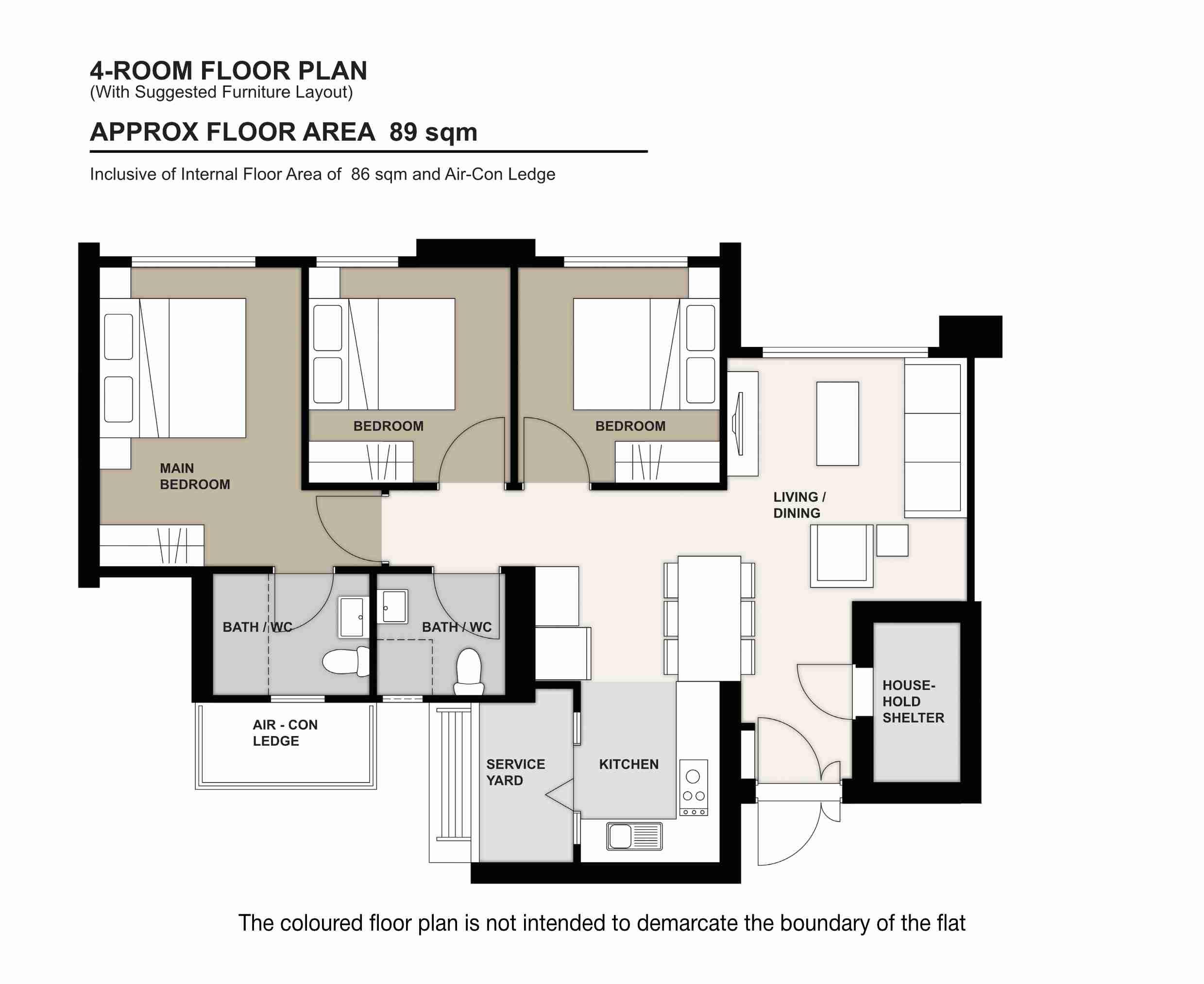 Kim Keat Crest 4 Room Floor Plan