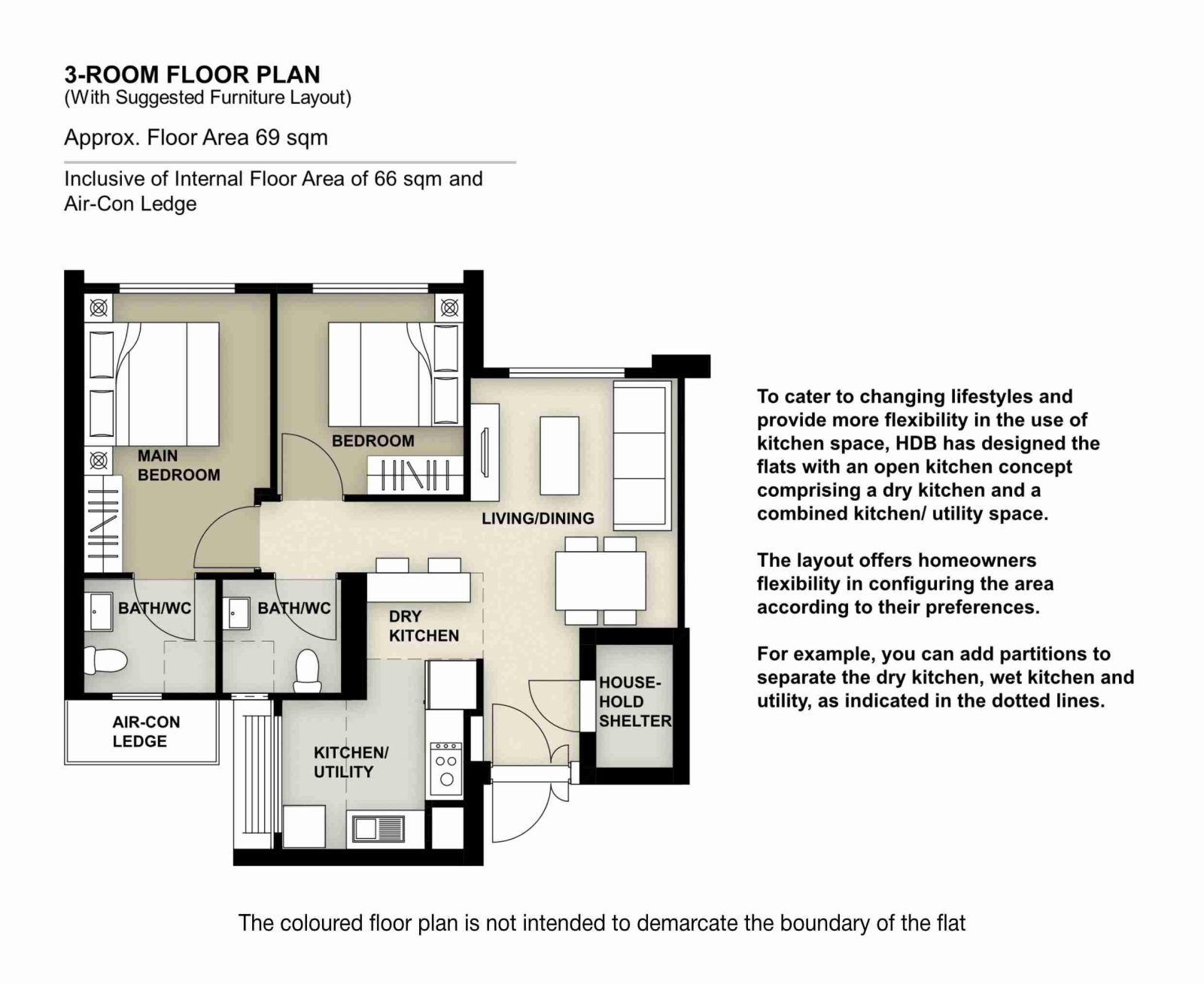 Tampines Bliss 3 Room Floor Plan