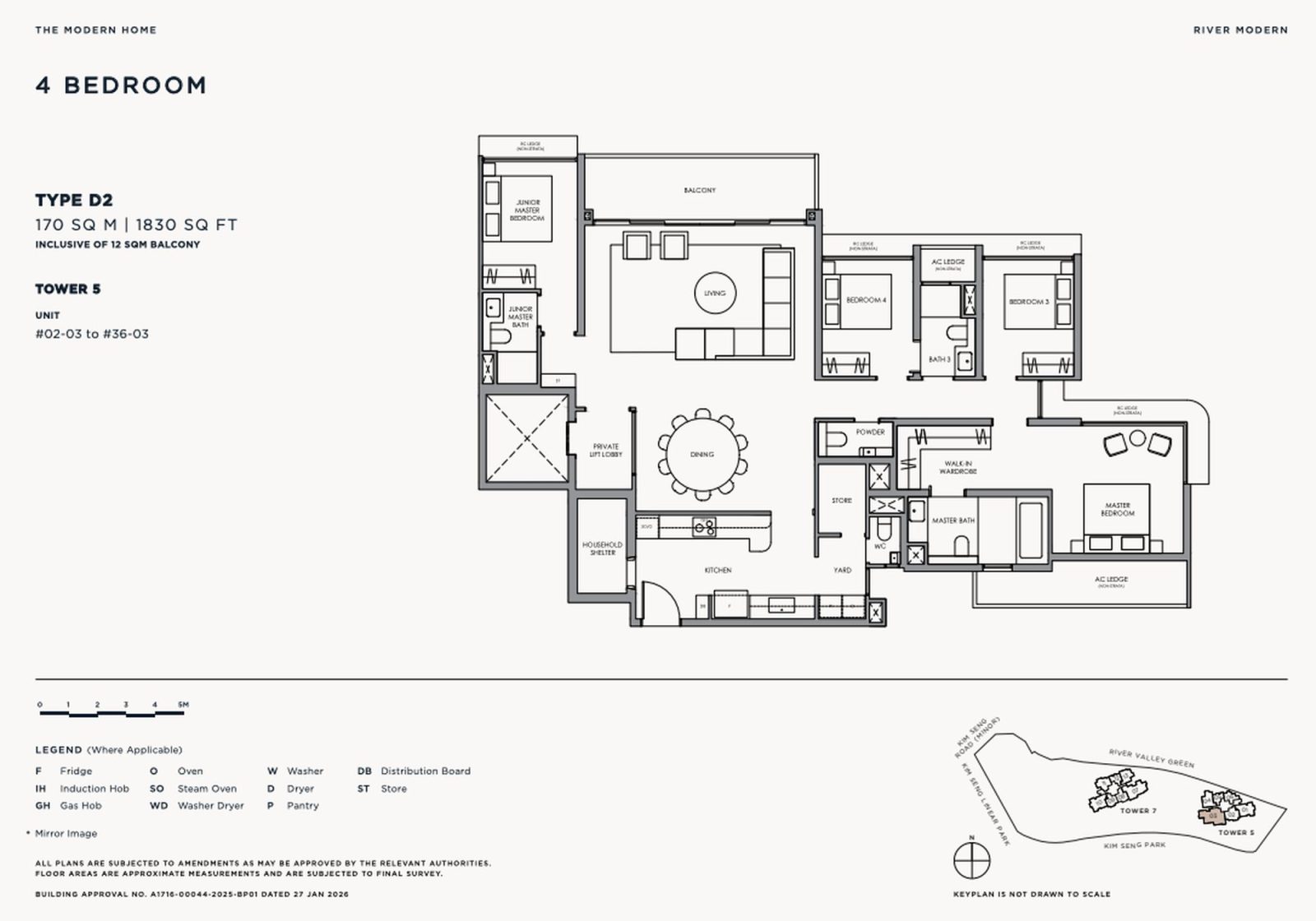 River Modern 4 Bedroom Floorplan