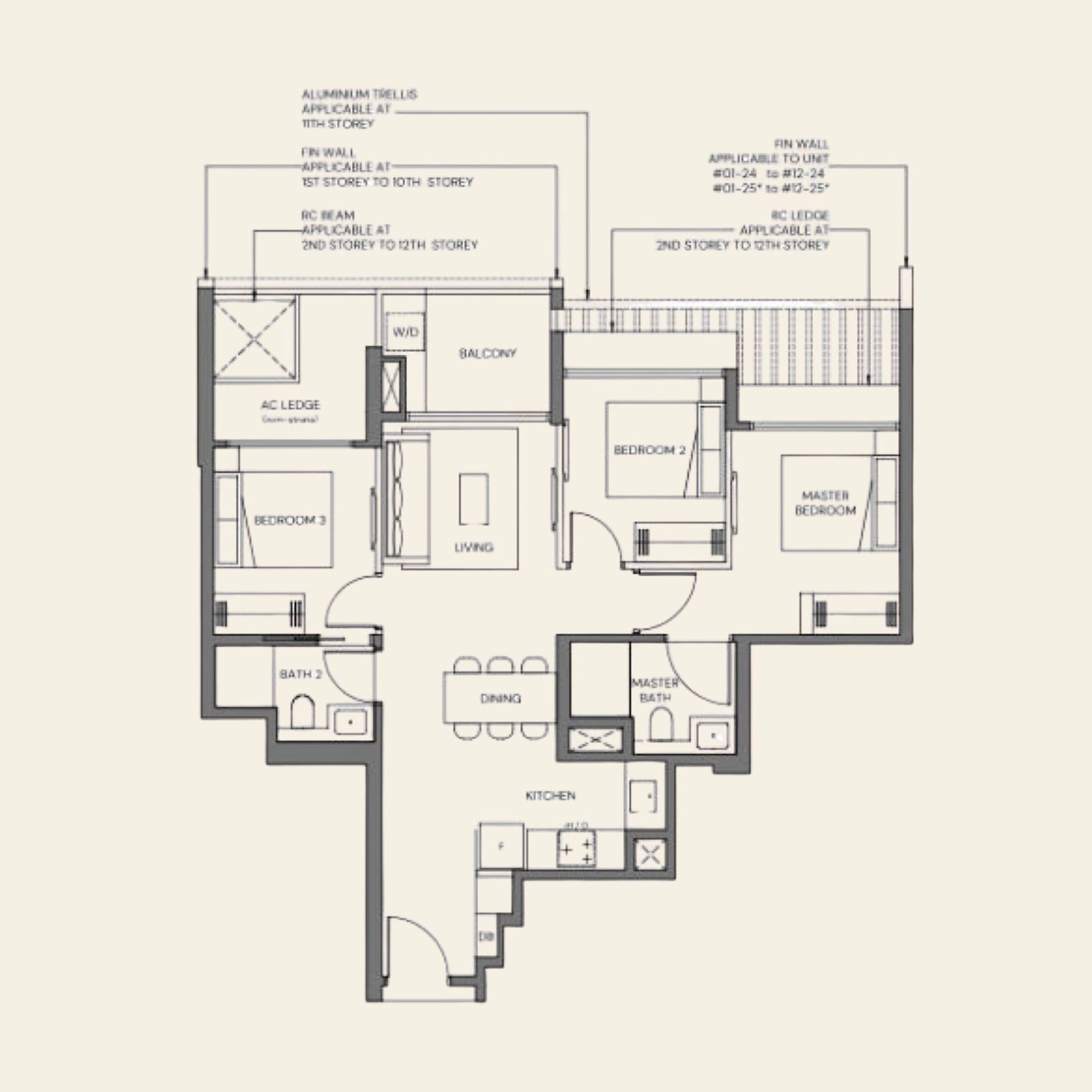 Canberra Crescent Residences 3 Bedroom Compact