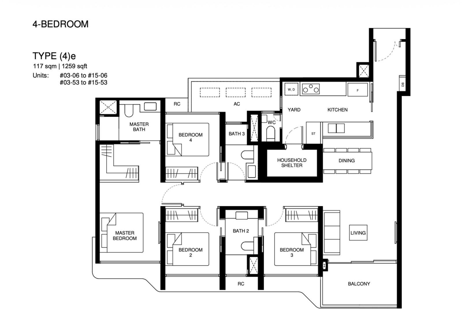 Four Bedroom + Yard Showflat – Type (4)e (1,259 sq ft)