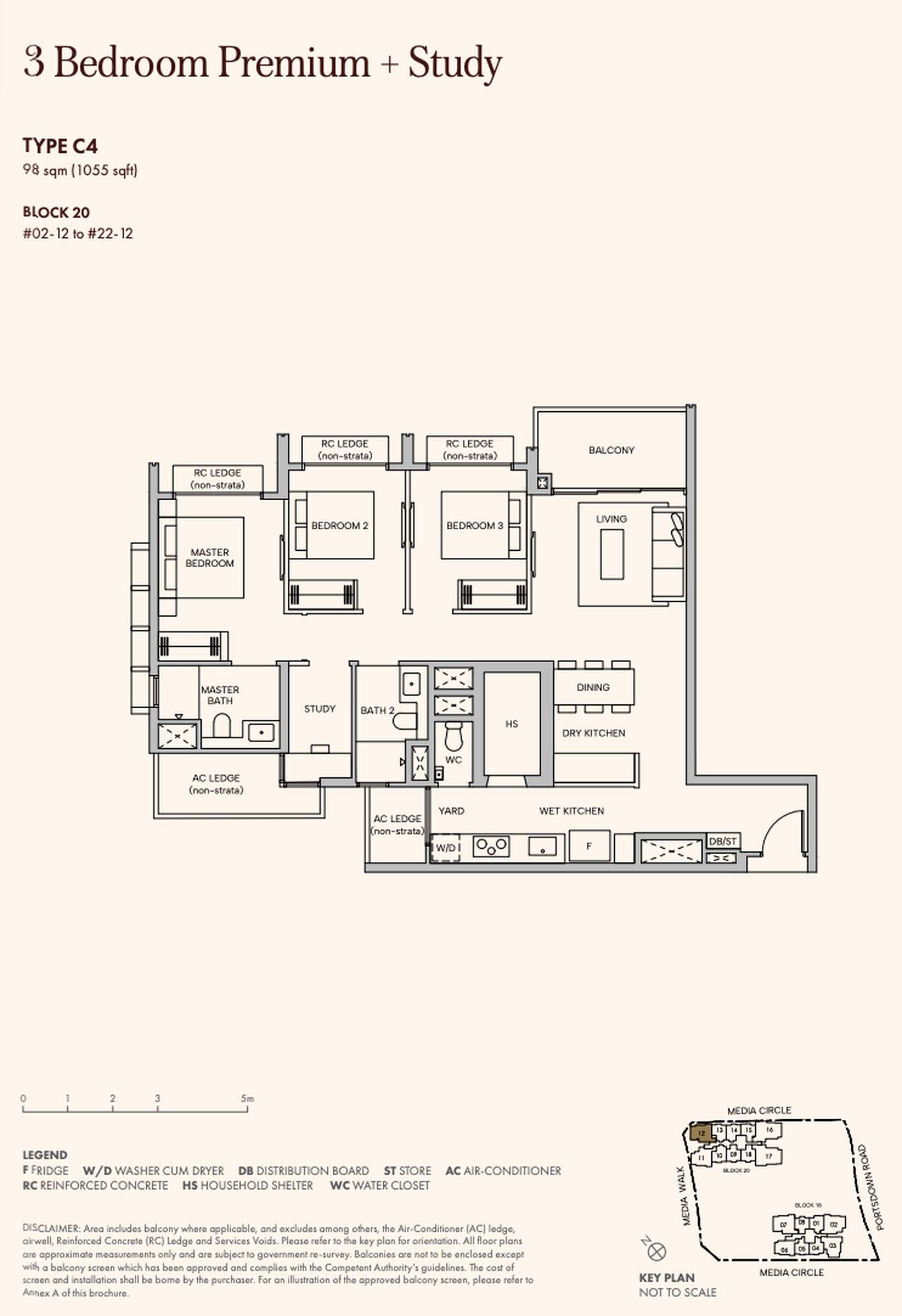 3 Bedroom Premium + Study Showflat Type C4 (1,055 sqft) 