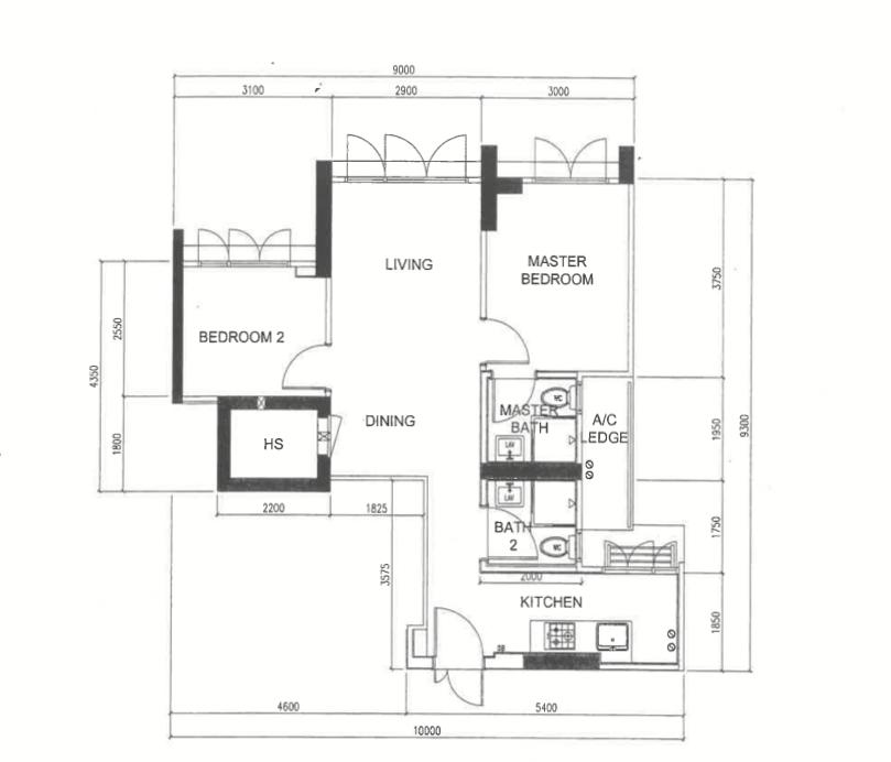 Trivelis 3 room floor plan