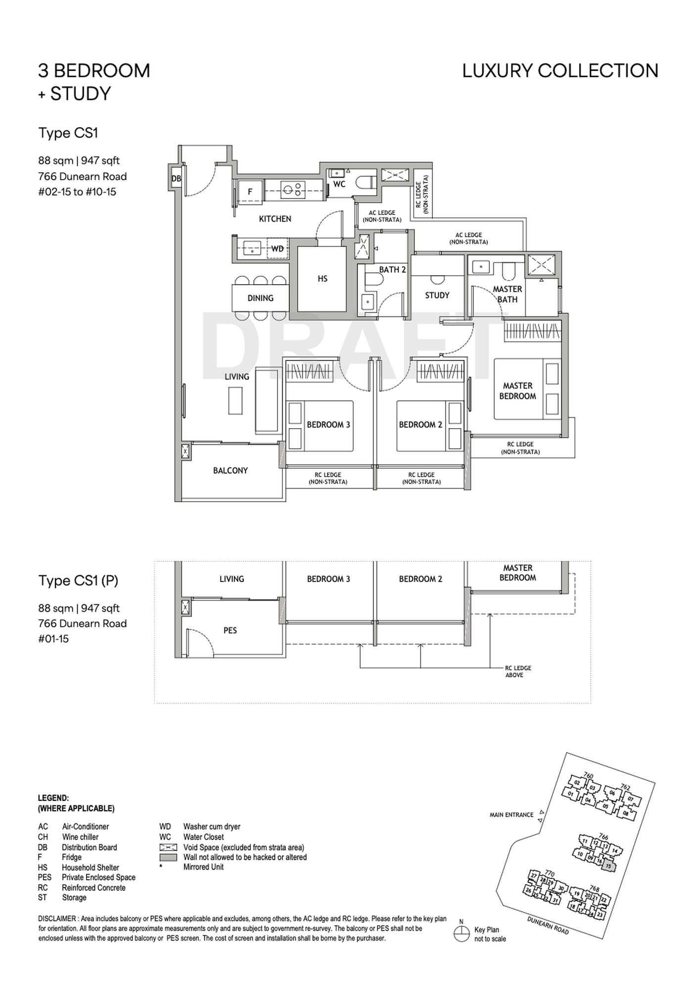 Type CS1 Three Bedroom + Study (947 sq ft)