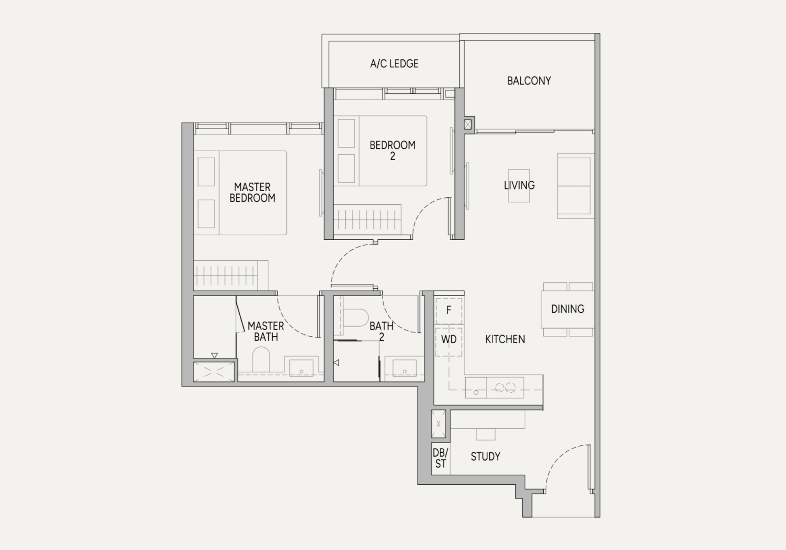 USR 2br+s floor plan