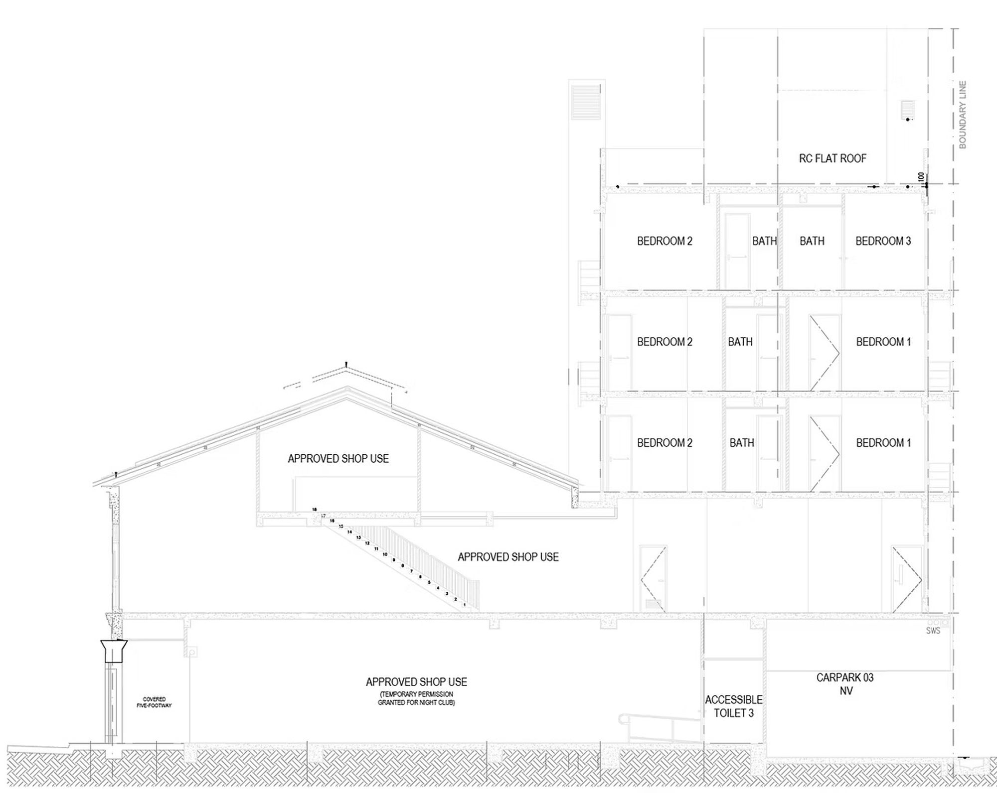 House of 223 227 Cross Section Drawing