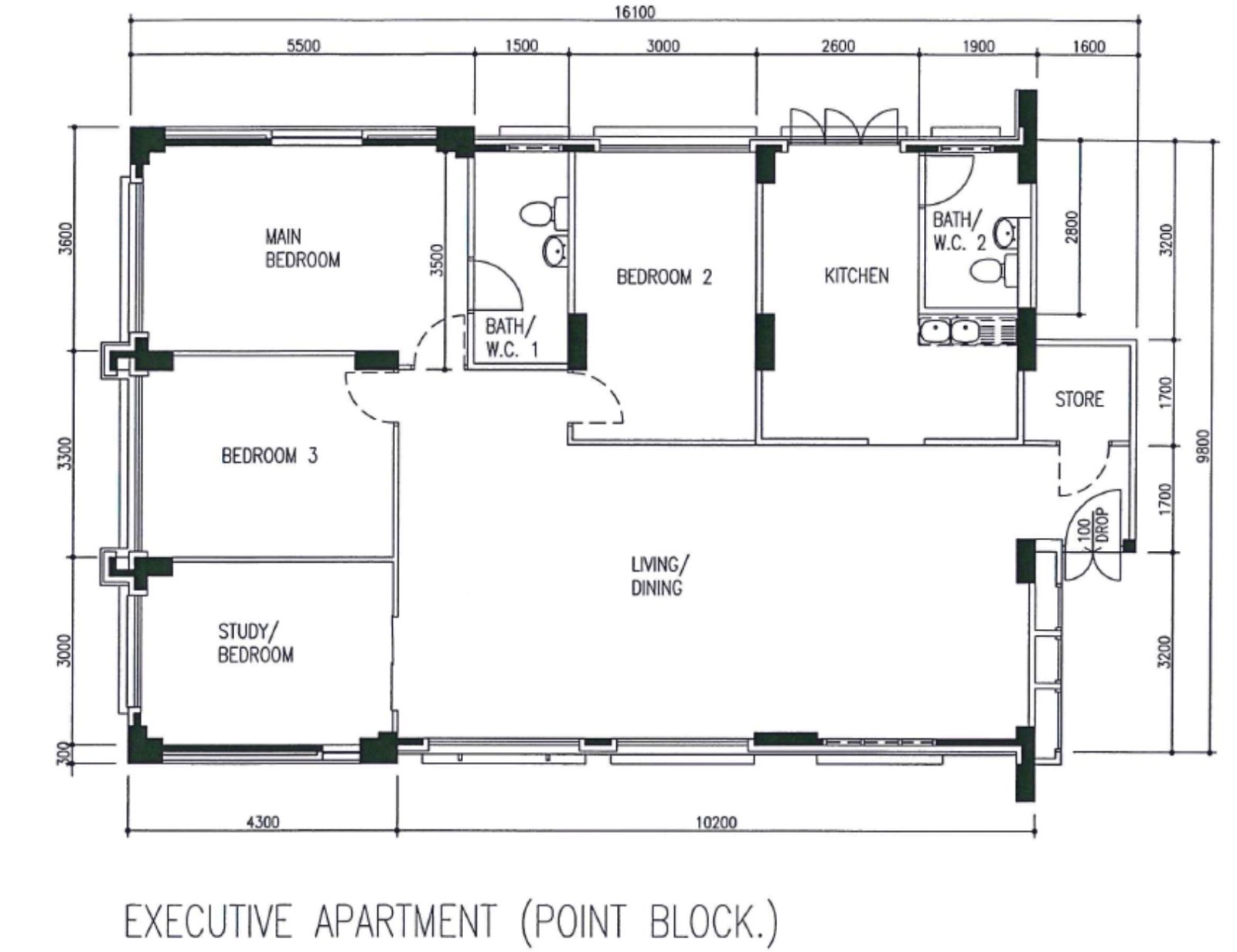executive apartment size