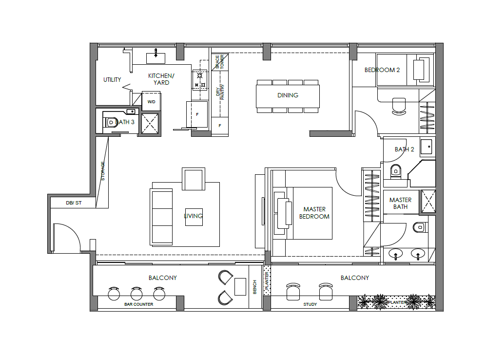Springleaf Residence 2 Bedroom Floorplan