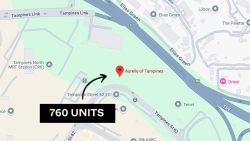 Map showing location of Aurelle of Tampines near Tampines North MRT and Tampines Street 62 EC