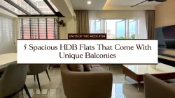 Living room with sofa, dining chairs, glass roof balcony, and TV in HDB flat