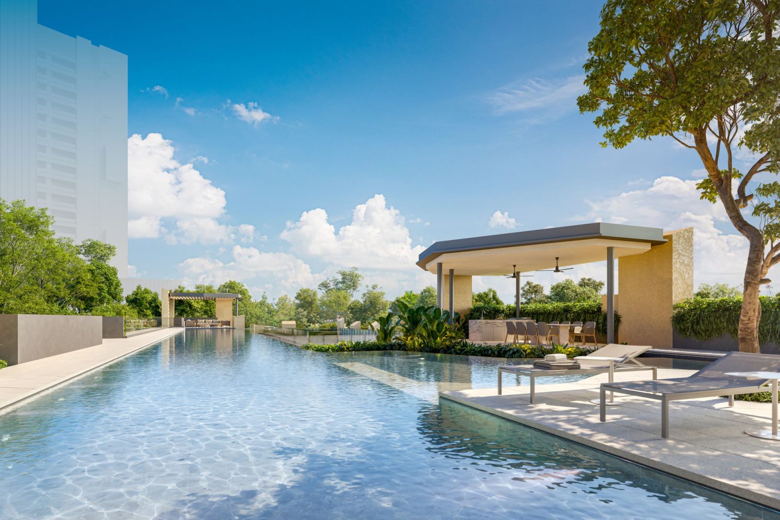 03. Pool Deck (A 50 metre cantilevered pool suspended over the entrance courtyard (L3))
