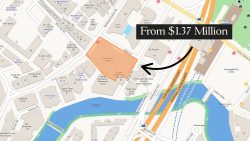 Map showing Robertson Walk area and nearby landmarks with price tag of $1.37 million