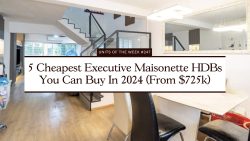 Bright interior of an executive maisonette with wooden flooring, black dining chairs, a staircase, and a large wall mirror