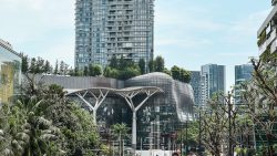 The Star Vista shopping mall facade with glass exterior and high-rise apartment buildings behind